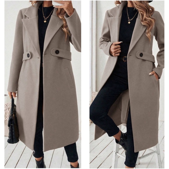 Classic Button up Pockets Loose Fit Coat Jacket - Picture 4 of 5